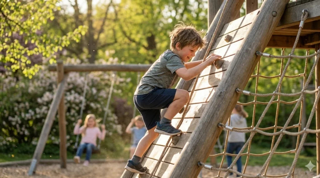 Unfallversicherung für Kinder: Ab wann ist sie wirklich sinnvoll? 2 Kind klettert auf Spielplatzgerät. Beneversichert ist Versicherungsmakler für Unfallversicherungen für Kinder.