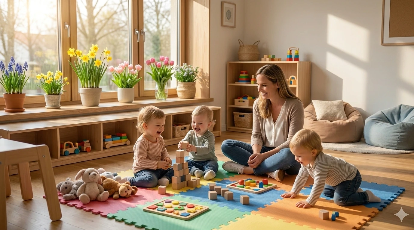 Kinder spielen mit Spielzeug im Raum. Beneversichert ist Versicherungsmakler für Kinder-Unfallversicherung.